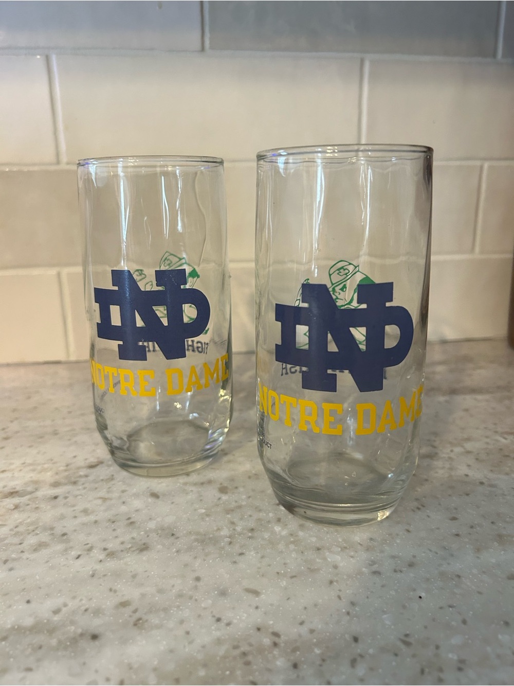 Set of 2 Notre Dame fighting Irish glasses